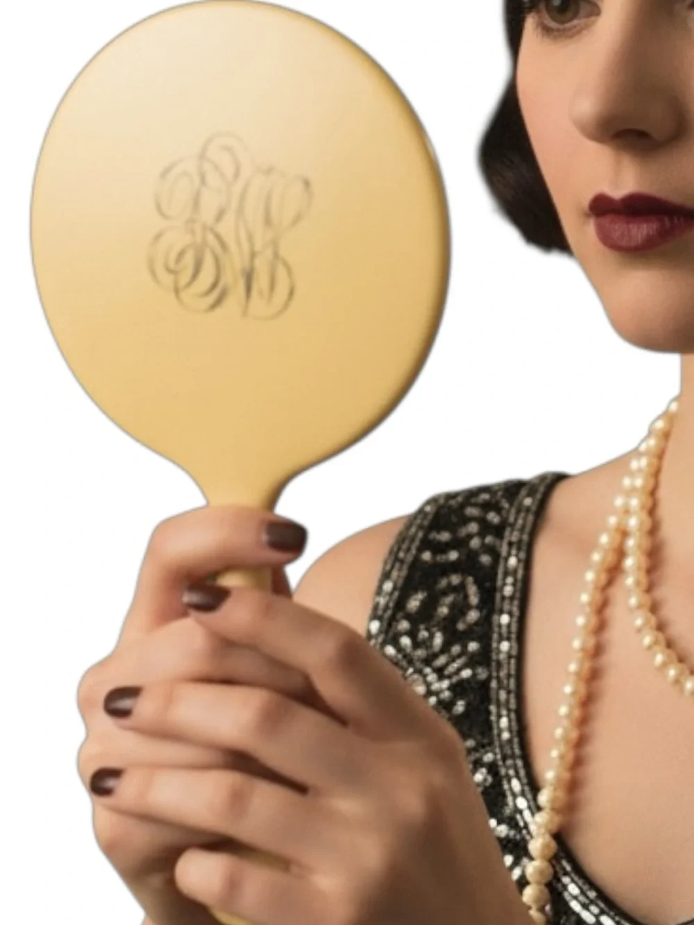 Vintage 1916 DuBarry Pyralin Celluloid Hand Mirror Monogrammed